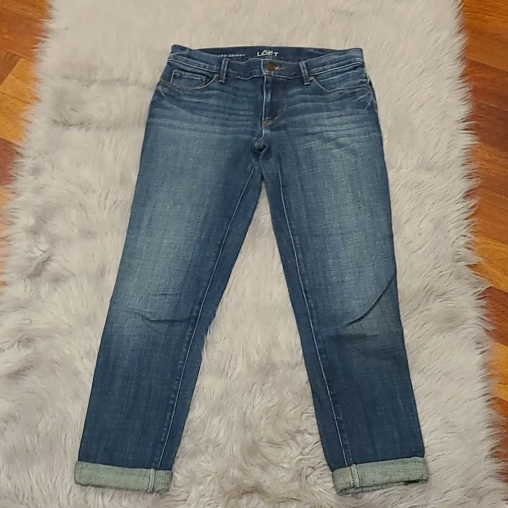 Loft Ann Taylor womens relaxed skinny cuffed ankle‎ jeans size 24